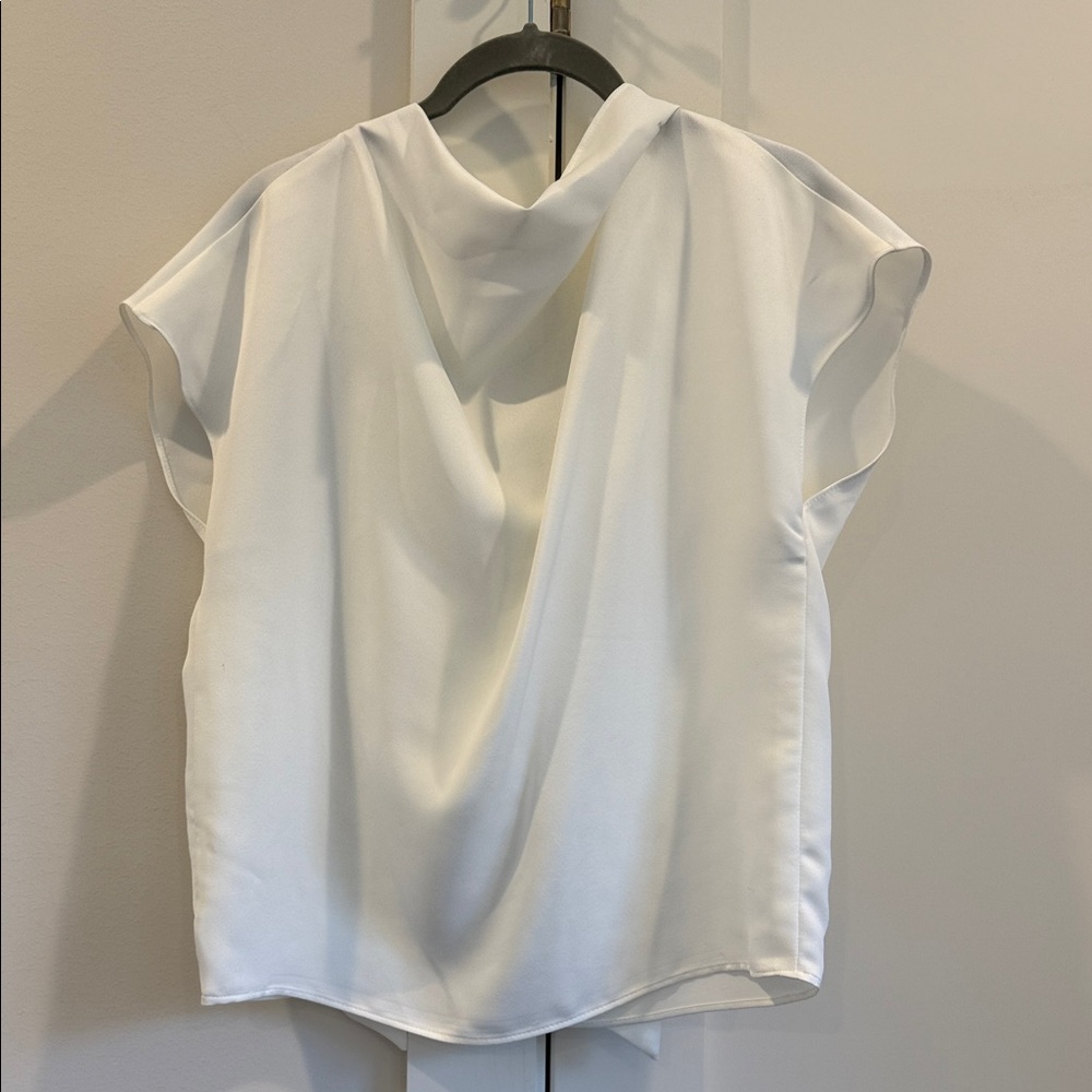 Zara Women's White Draped Cap Sleeve Top